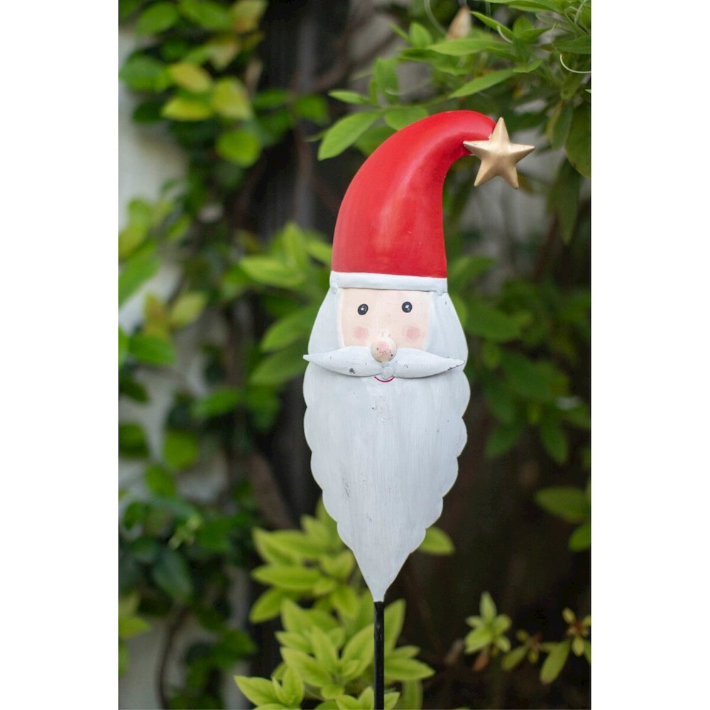 Painted Iron Santa Garden Stake. Picture 1