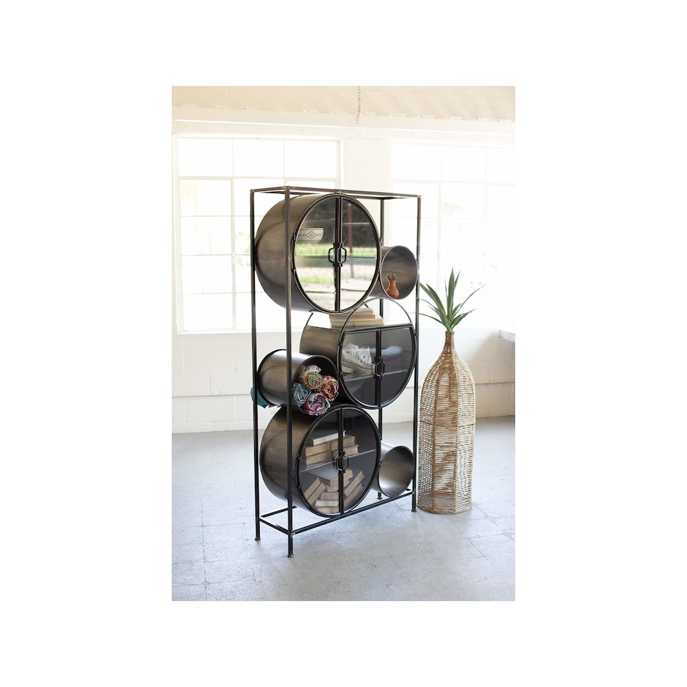 Iron And Glass Circles Shelving Unit. Picture 1