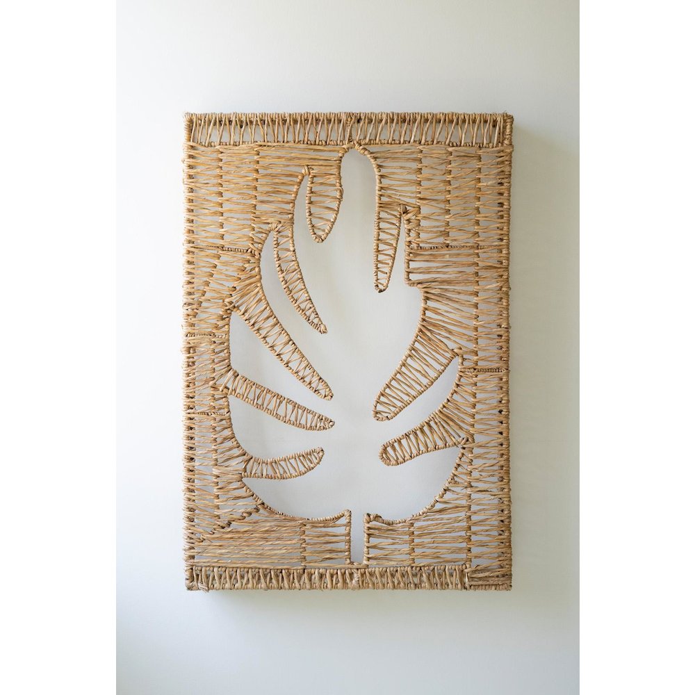 Woven Seagrass And Iron Leaf Wall Panel. Picture 4