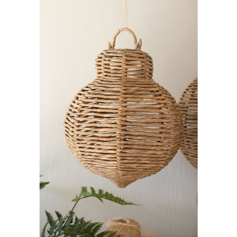 Set Of Three Large Woven Seagrass And Iron Ornaments. Picture 3