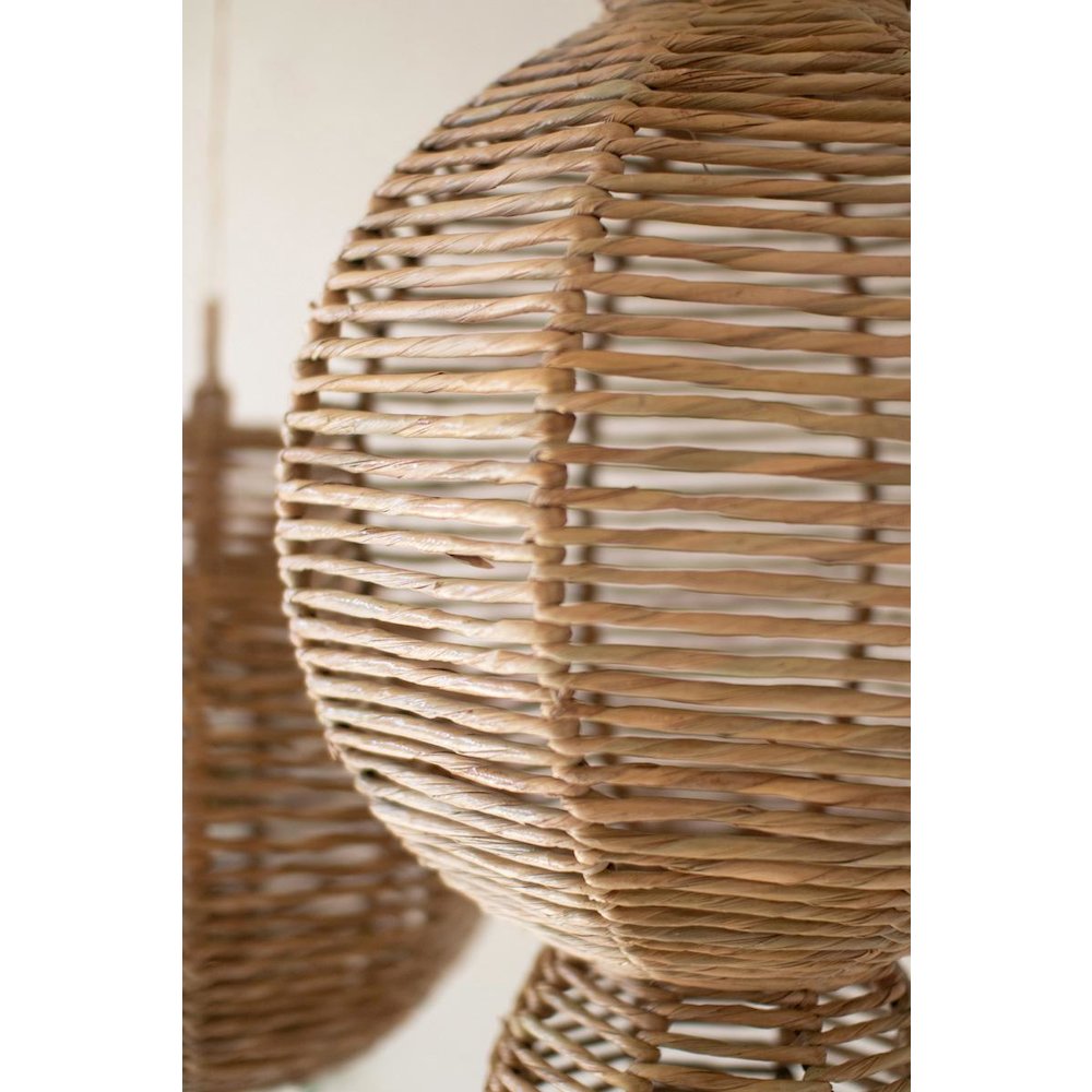 Set Of Three Large Woven Seagrass And Iron Ornaments. Picture 4
