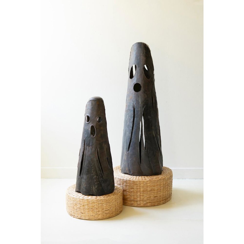 Set Of Two Rustic Iron Ghost Luminaries. Picture 1