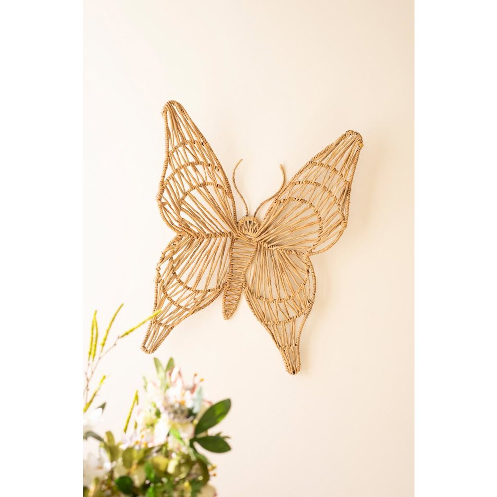 Seagrass And Iron Butterfly Wall Decor. Picture 1
