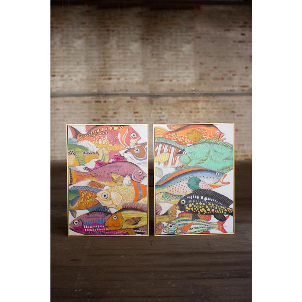 Oil Painting - Set Of Two Colorful Fish With Gold Frame. Picture 2