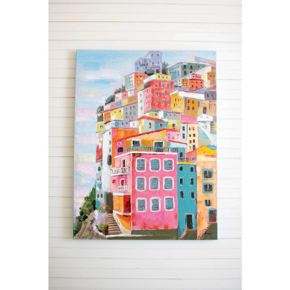 Colorful Houses Oil Painting. Picture 2