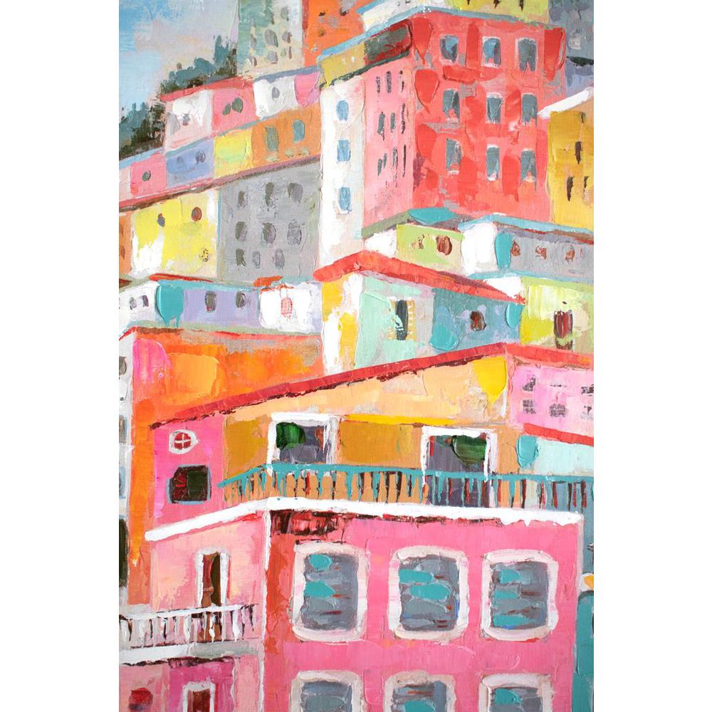 Colorful Houses Oil Painting. Picture 3