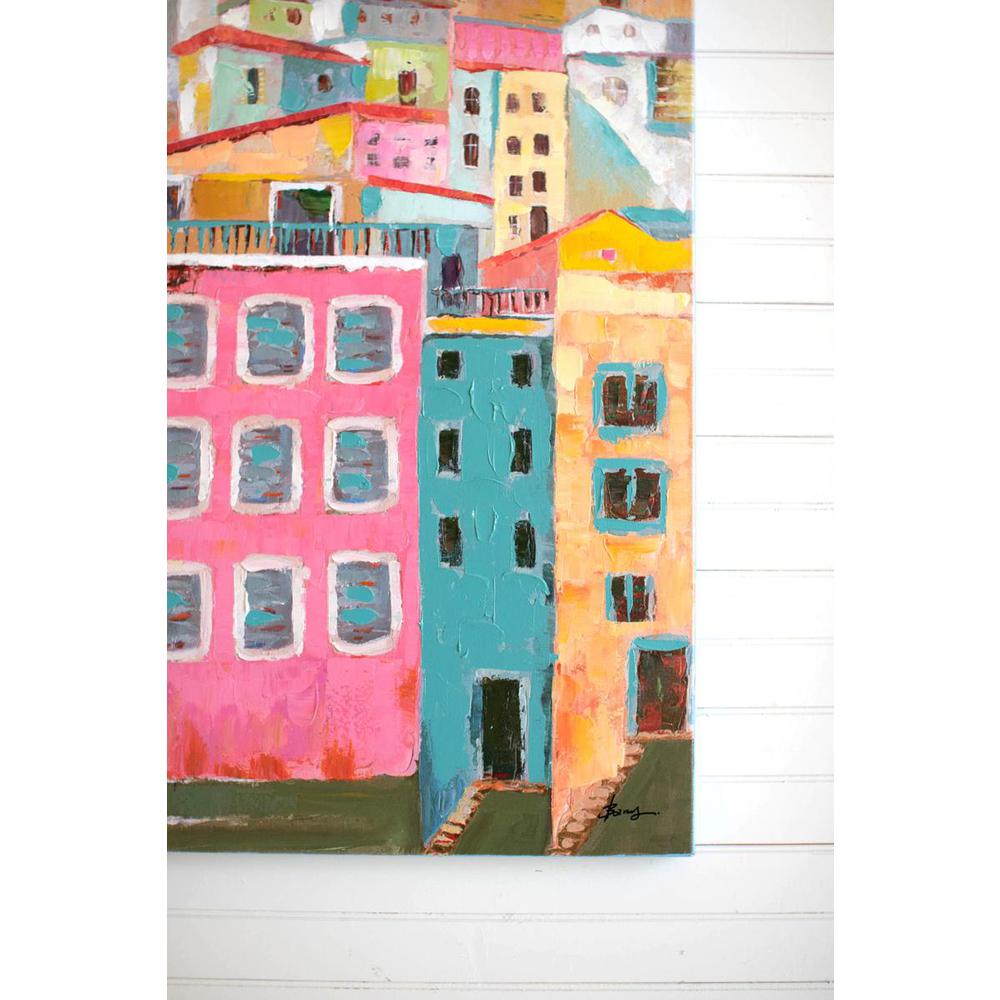 Colorful Houses Oil Painting. Picture 4