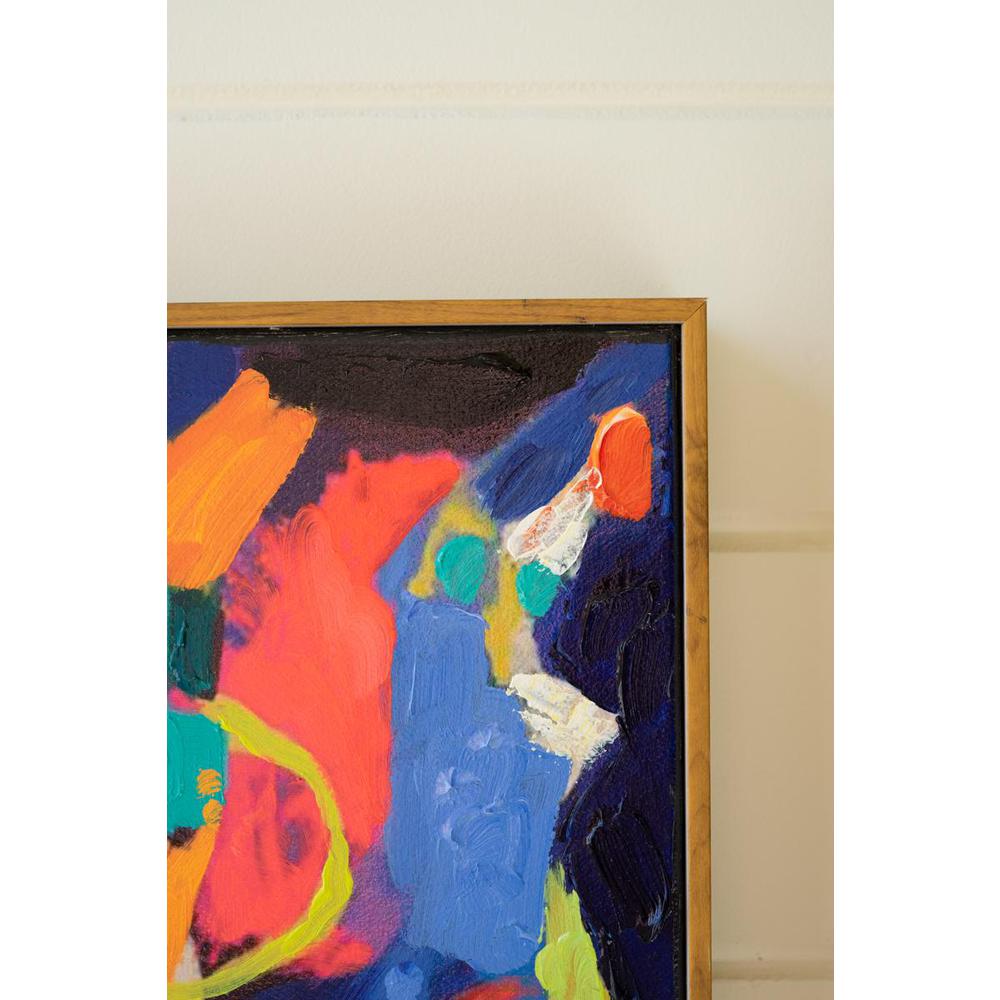 Set Of Four Framed Colorful Abstract Oil Paintings. Picture 4