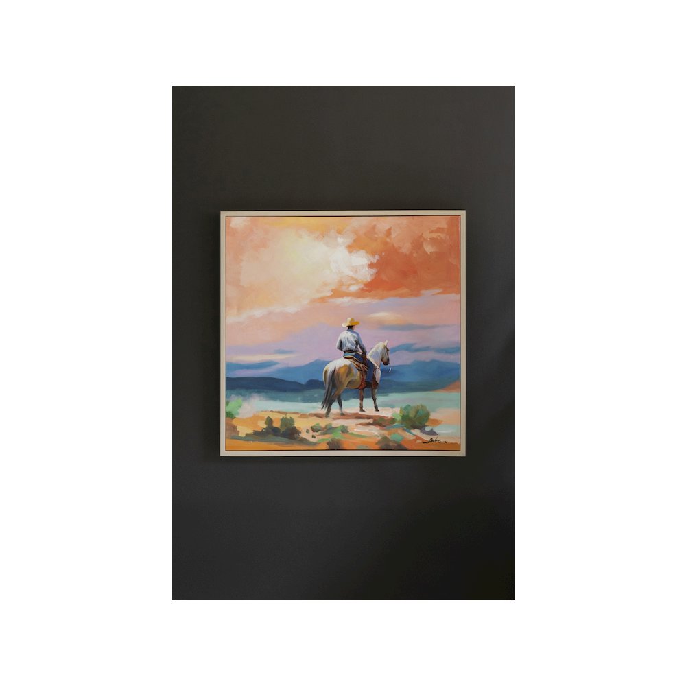 Framed Acrylic Painting - Cowboy. Picture 1