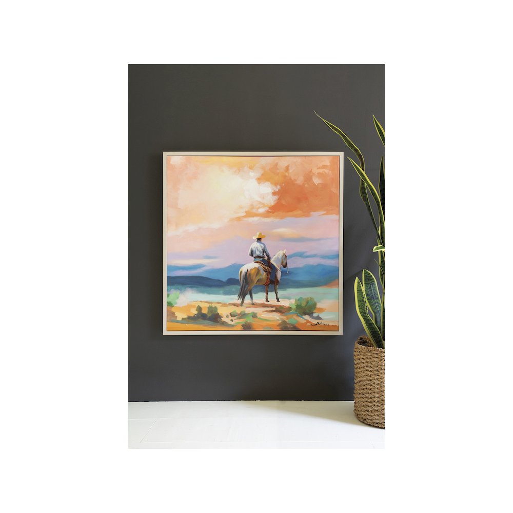 Framed Acrylic Painting - Cowboy. Picture 4