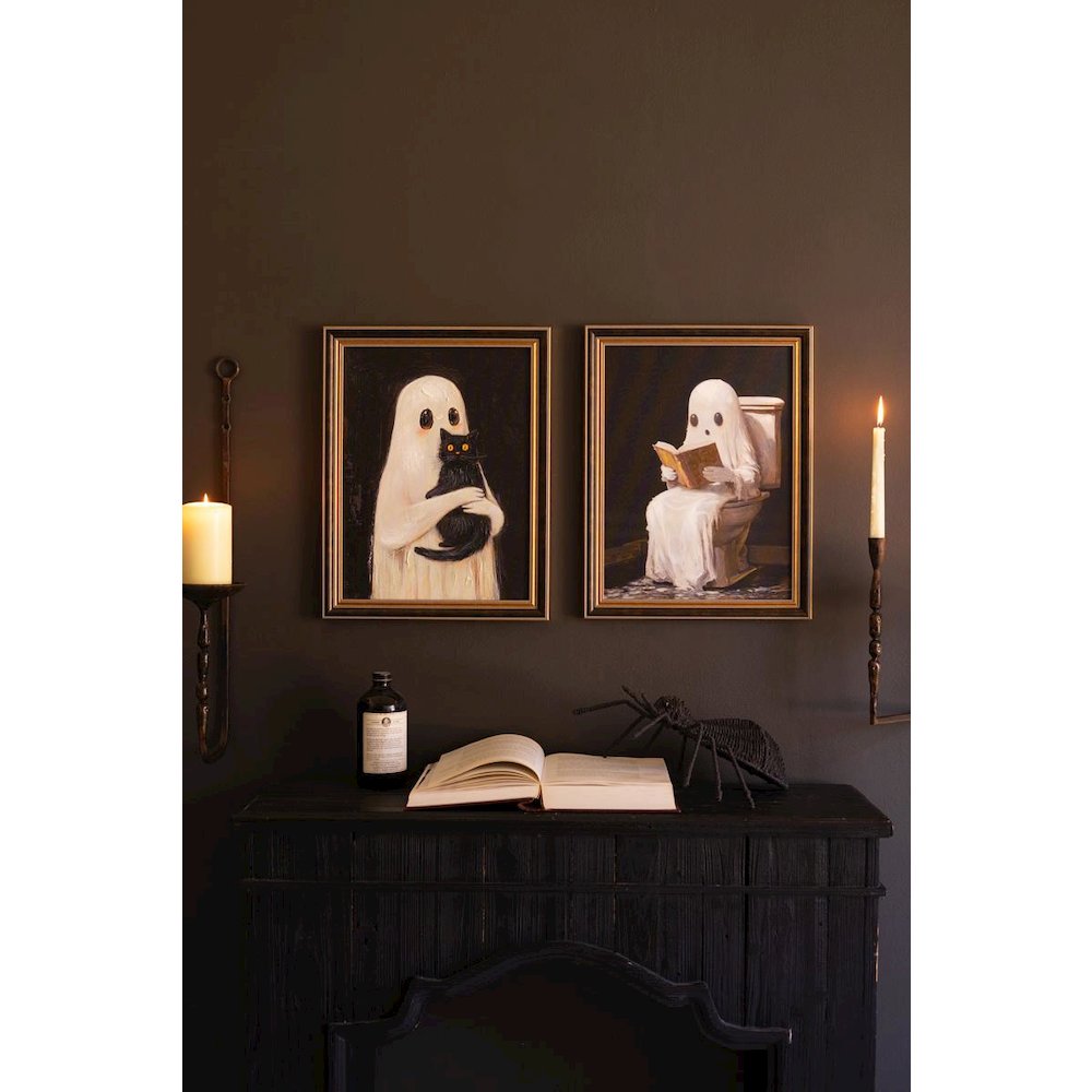 Set Of Two Halloween Ghosts Paintings. Picture 1