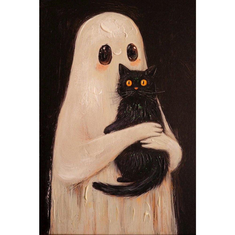 Set Of Two Halloween Ghosts Paintings. Picture 4
