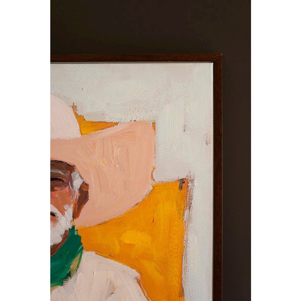 Framed Sitting Cowboy Painting. Picture 3