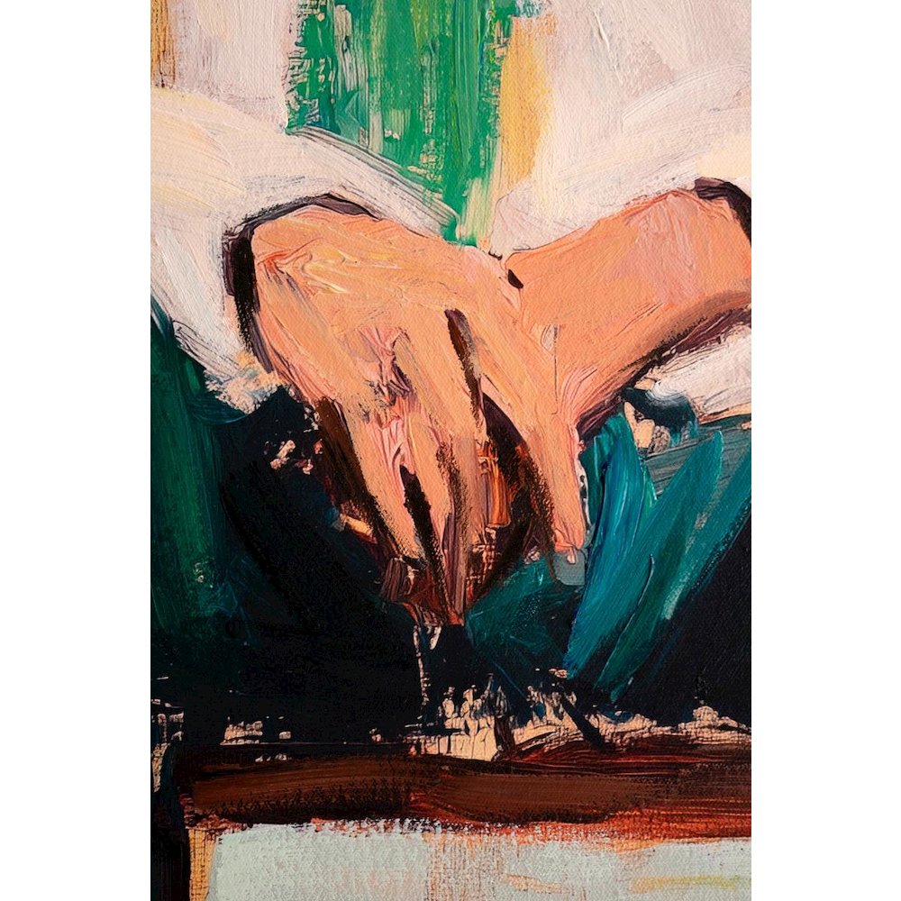 Framed Sitting Cowboy Painting. Picture 4