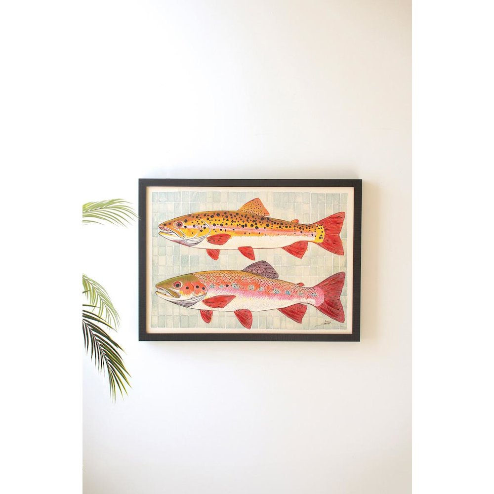 Framed Two Fish Painting. Picture 1