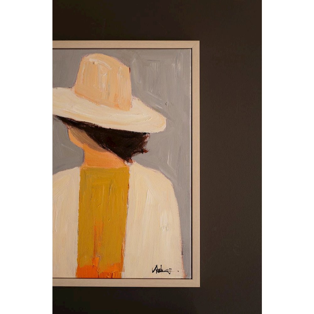 Set Of Two Framed Men And Women In Hats Painting. Picture 3