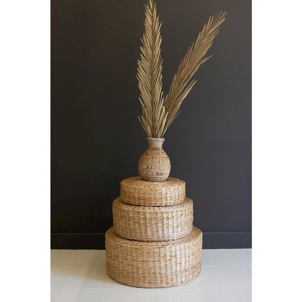 Set Of Three Round Sea Grass Risers. Picture 2