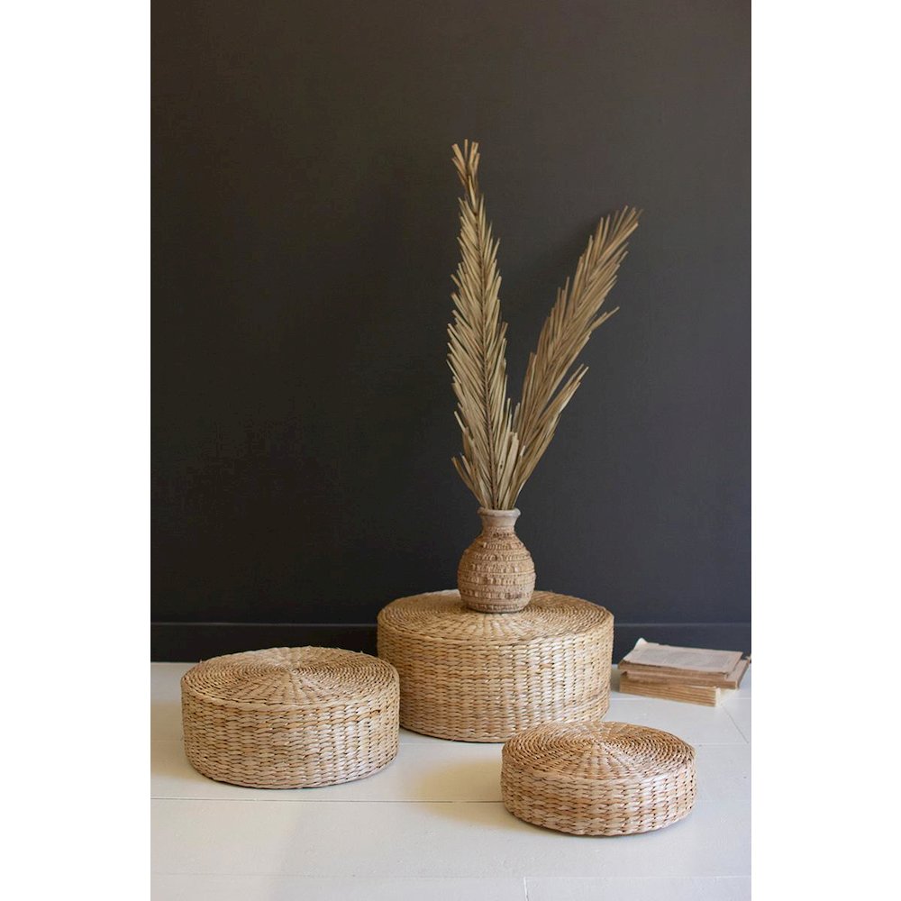 Set Of Three Round Sea Grass Risers. Picture 3