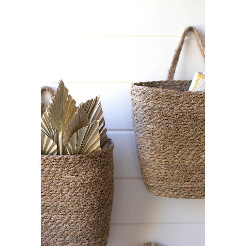 Set Of Two Tall Oval Woven Seagrass Baskets. Picture 3
