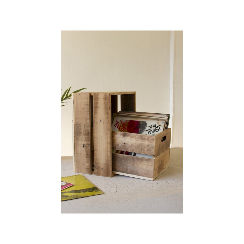 Set Of Two Slatted Wooden Crates - Natural Finish. Picture 4