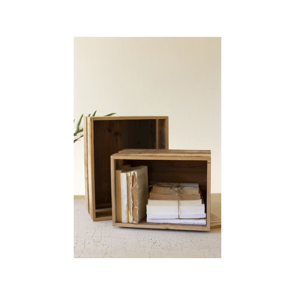 Set Of Two Slatted Wooden Crates - Natural Finish. Picture 5