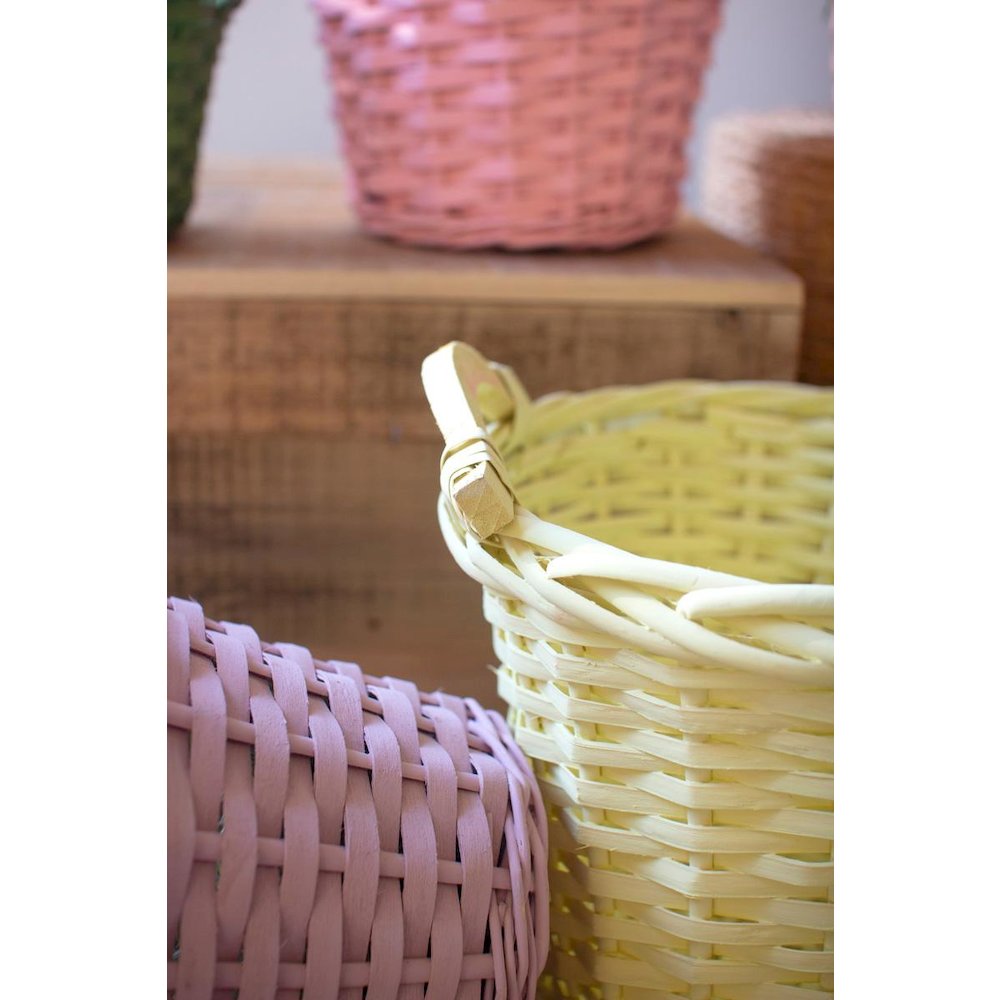 Set Of 6 Multi-Color Willow Easter Baskets With Handles. Picture 2
