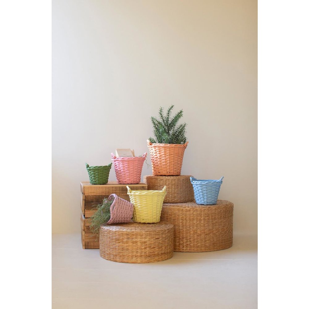 Set Of 6 Multi-Color Willow Easter Baskets With Handles. Picture 3