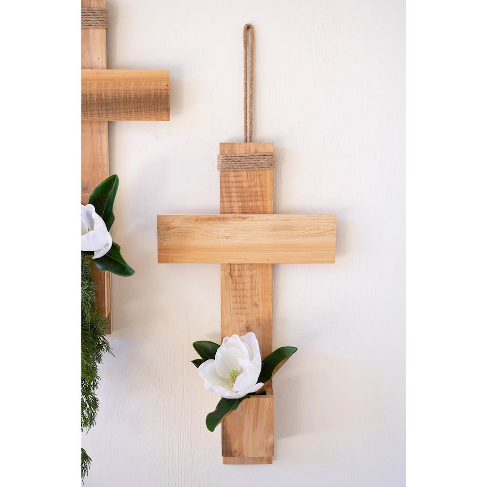 Recycled Pine Christmas Cross Wall Planter. Picture 2