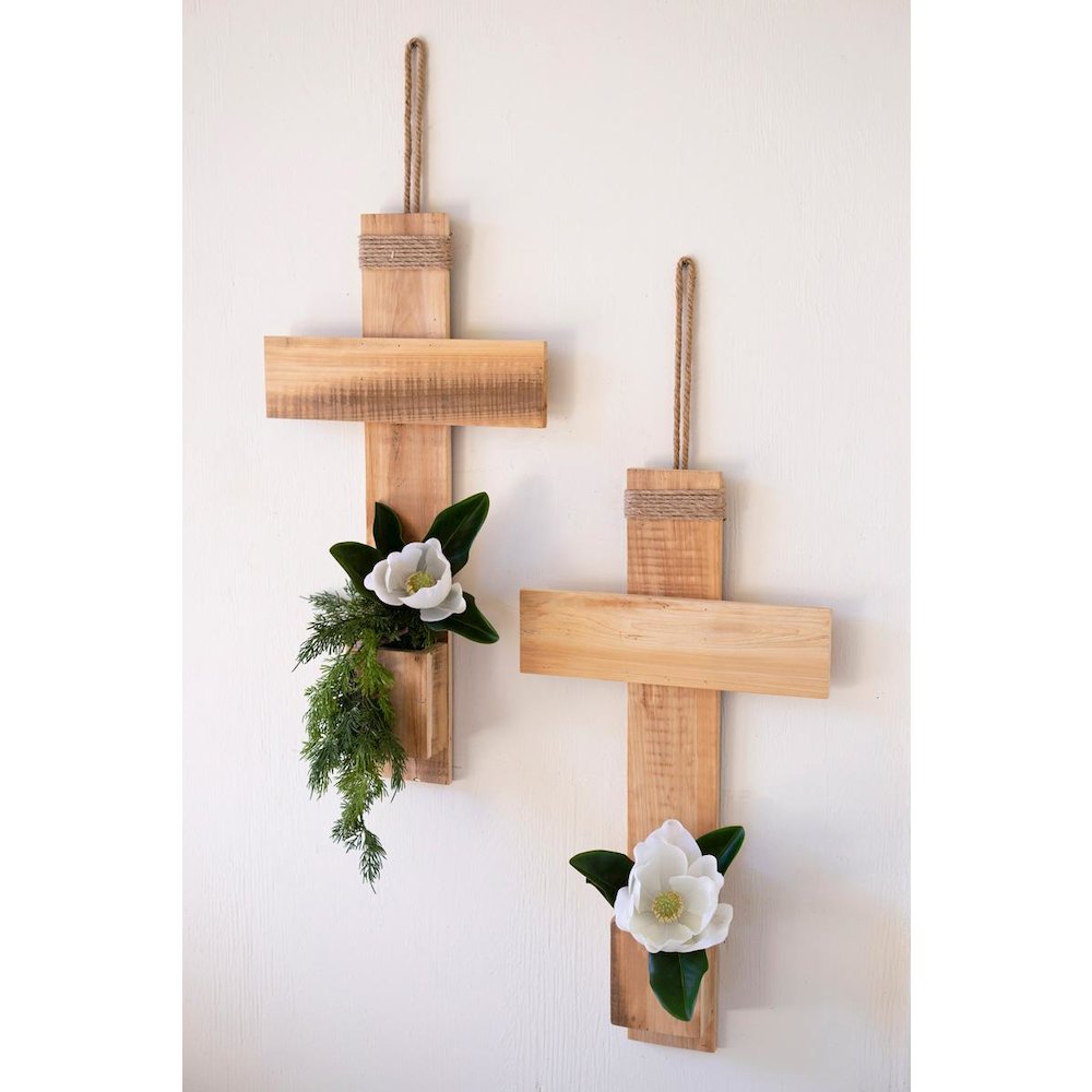 Recycled Pine Christmas Cross Wall Planter. Picture 3