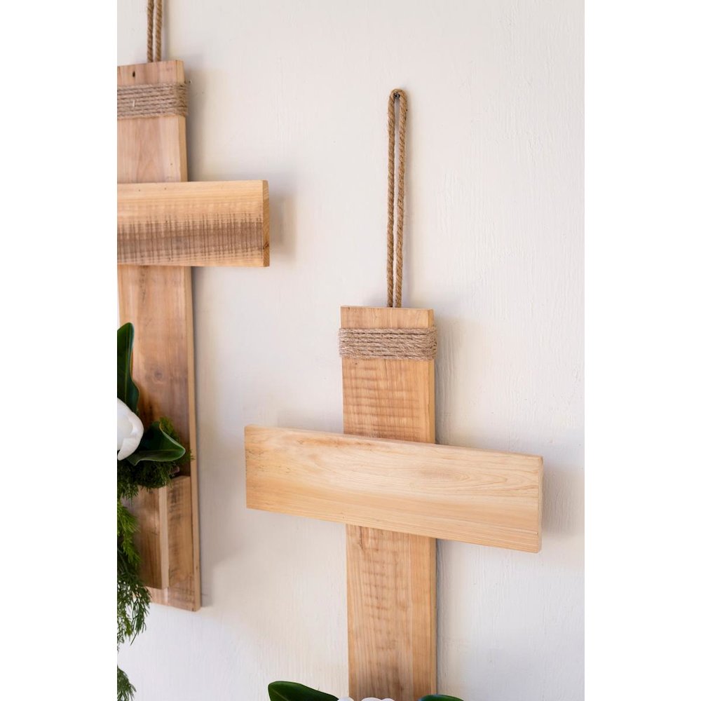 Recycled Pine Christmas Cross Wall Planter. Picture 4
