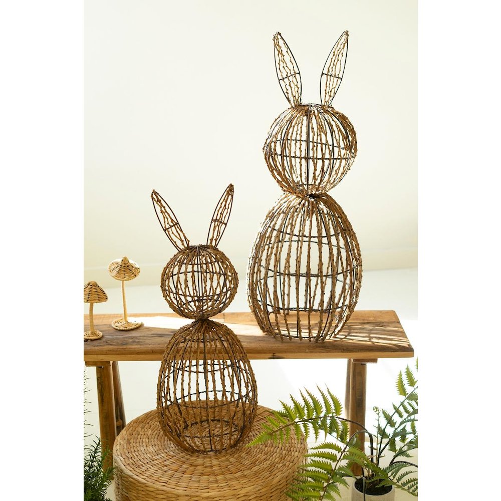 Set Of Two Twig And Iron Rabbits. Picture 4