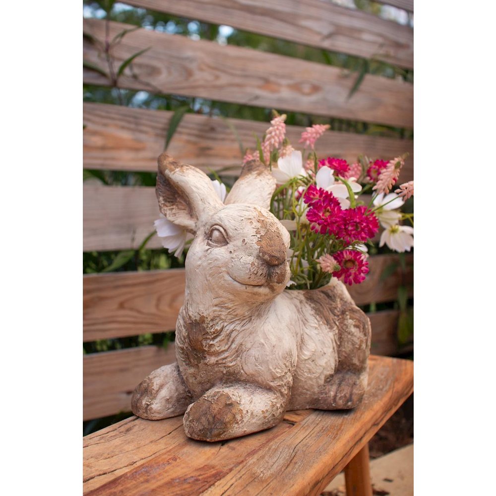 Faux Concrete Rabbit Planter. Picture 3