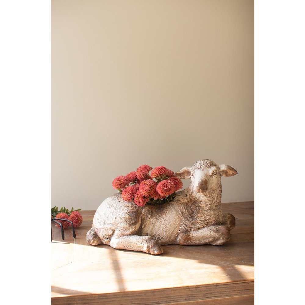 Faux Concrete Sheep Planter. Picture 1