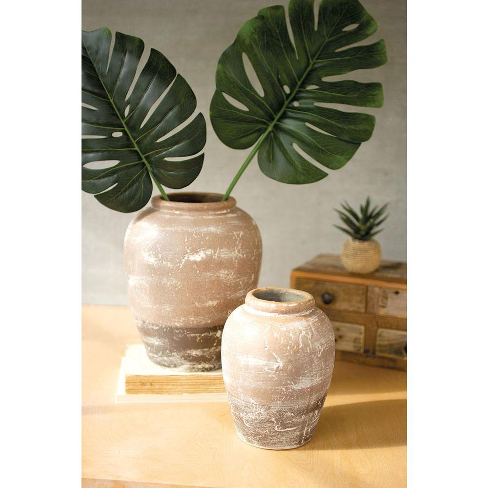 Set Of Two Ceramic Two Toned Urns. Picture 1