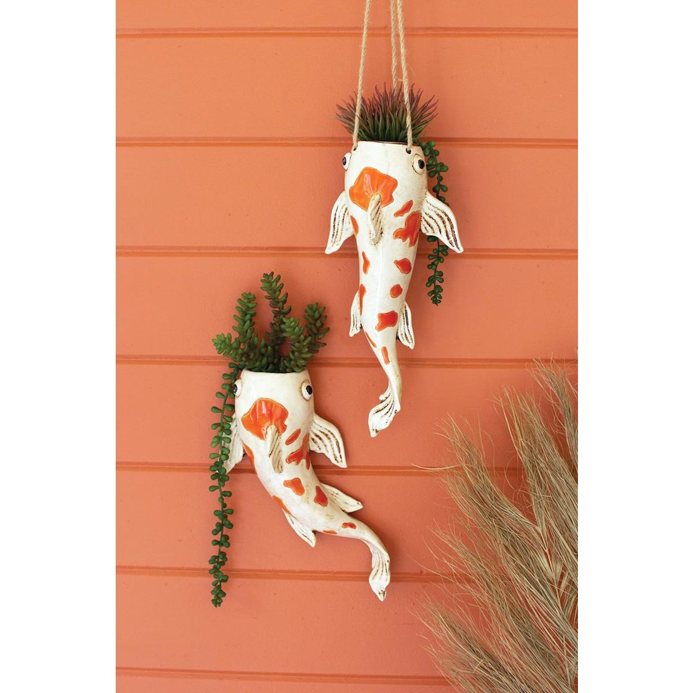 Ceramic Koi Fish Hanging Planter. Picture 2