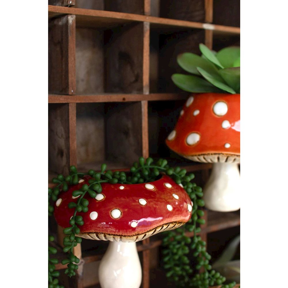 Set Of Two Ceramic Toadstool Wall Planters. Picture 2