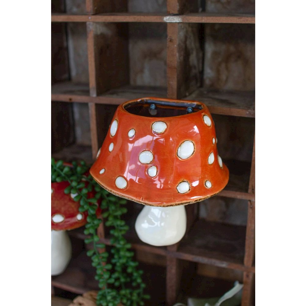 Set Of Two Ceramic Toadstool Wall Planters. Picture 4
