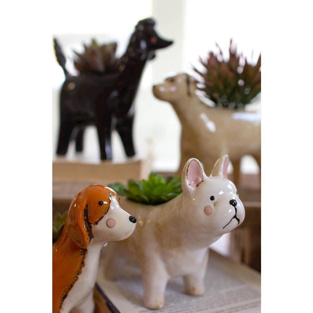 Set Of Five Ceramic Dog Planters. Picture 2