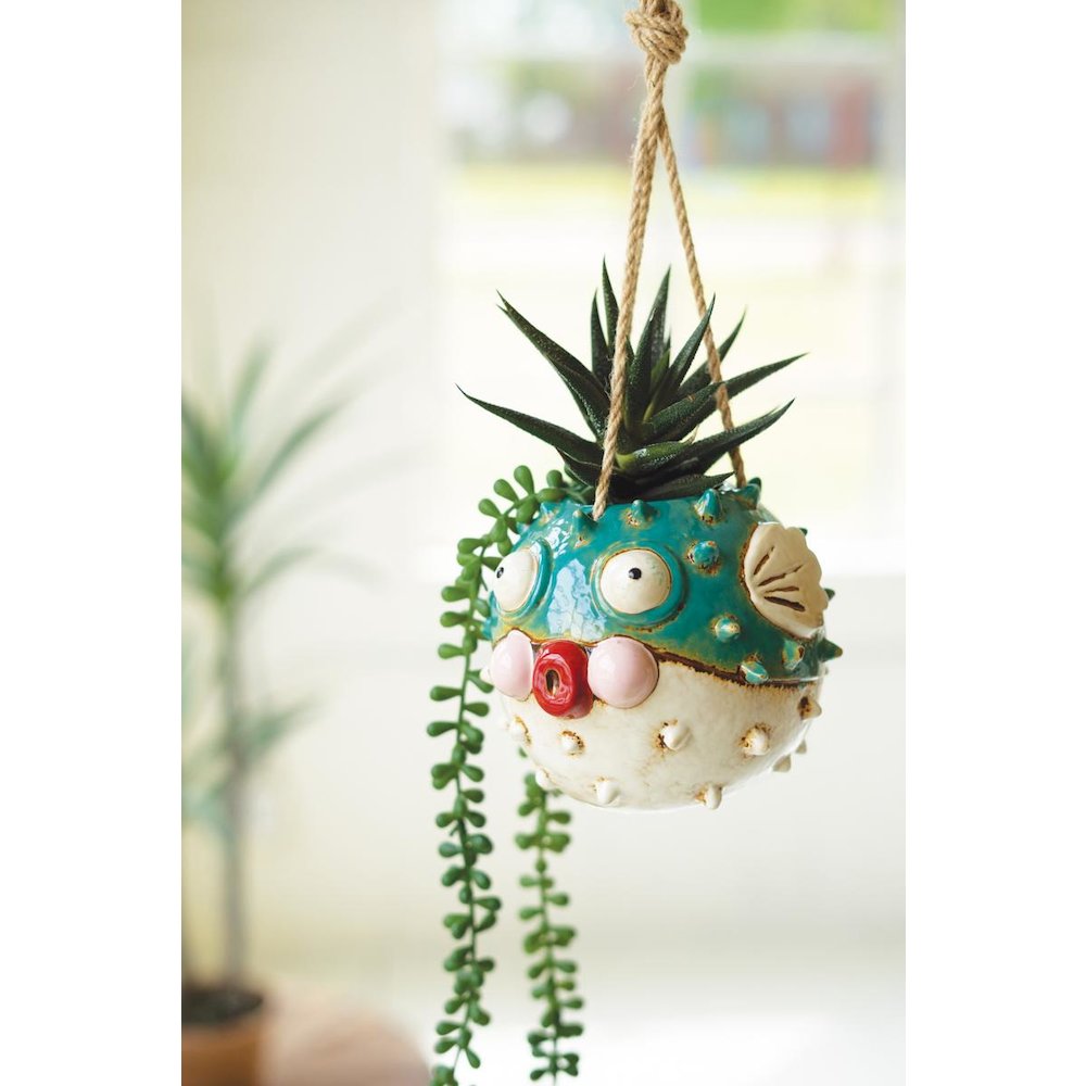 Ceramic Hanging Blowfish Planter. Picture 2
