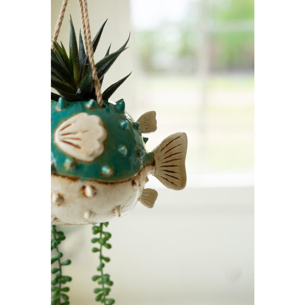 Ceramic Hanging Blowfish Planter. Picture 3