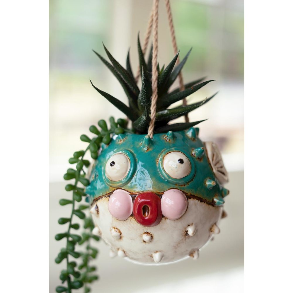 Ceramic Hanging Blowfish Planter. Picture 4