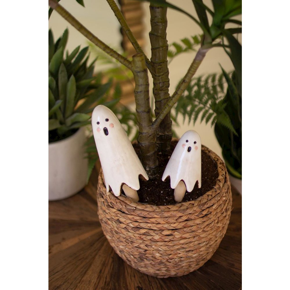 Set Of Two Ceramic Ghost Plant Sticks. Picture 1