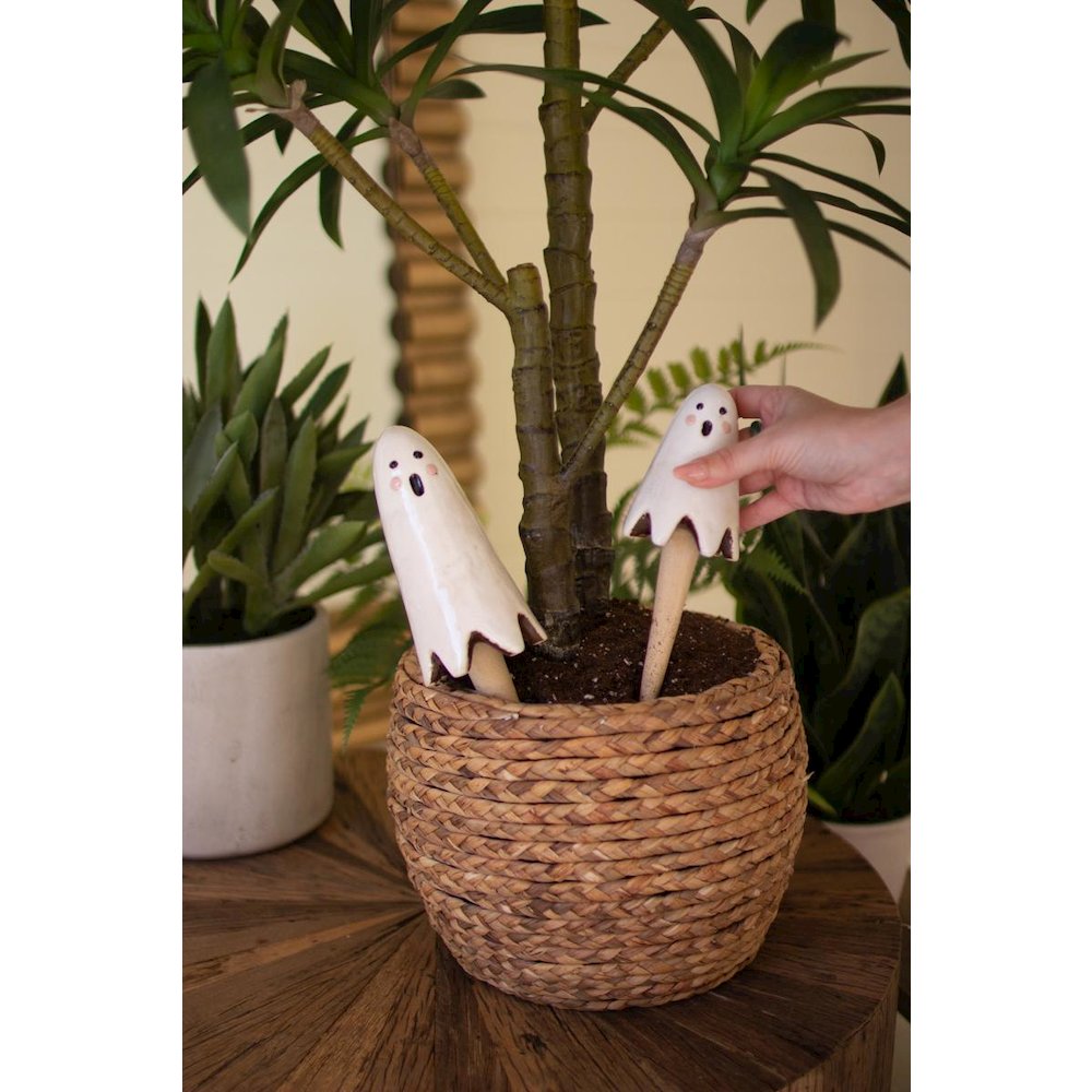 Set Of Two Ceramic Ghost Plant Sticks. Picture 3