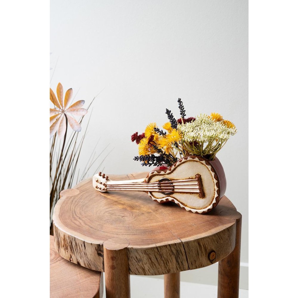 Ceramic Guitar Planter. Picture 1