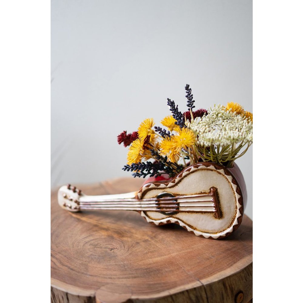 Ceramic Guitar Planter. Picture 2