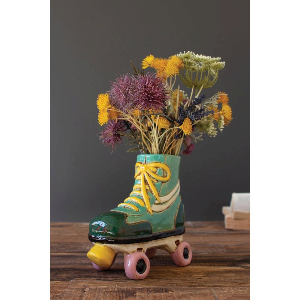 Ceramic Roller Skate Planter. Picture 1