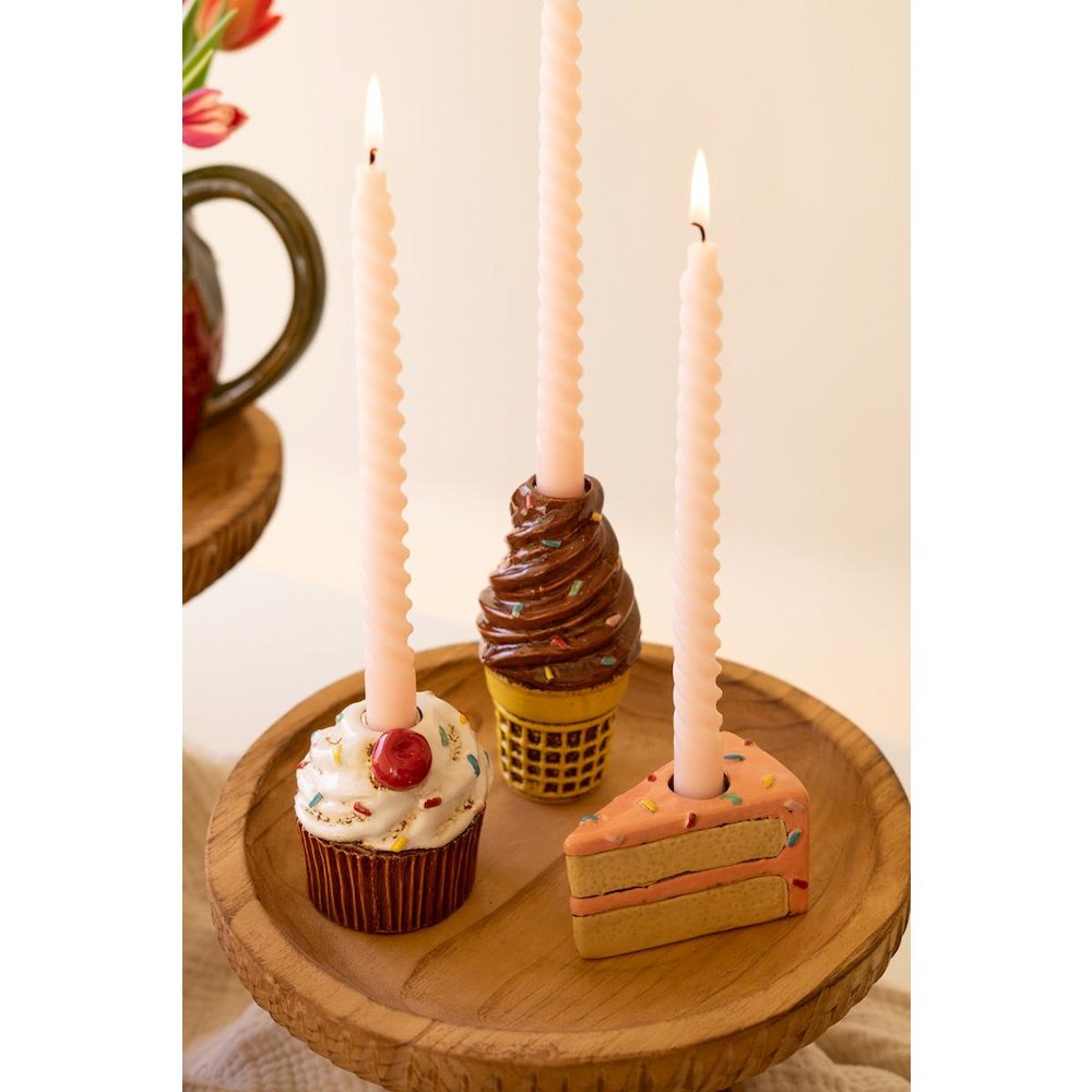 Set Of Three Dessert Ceramic Taper Holders. Picture 1