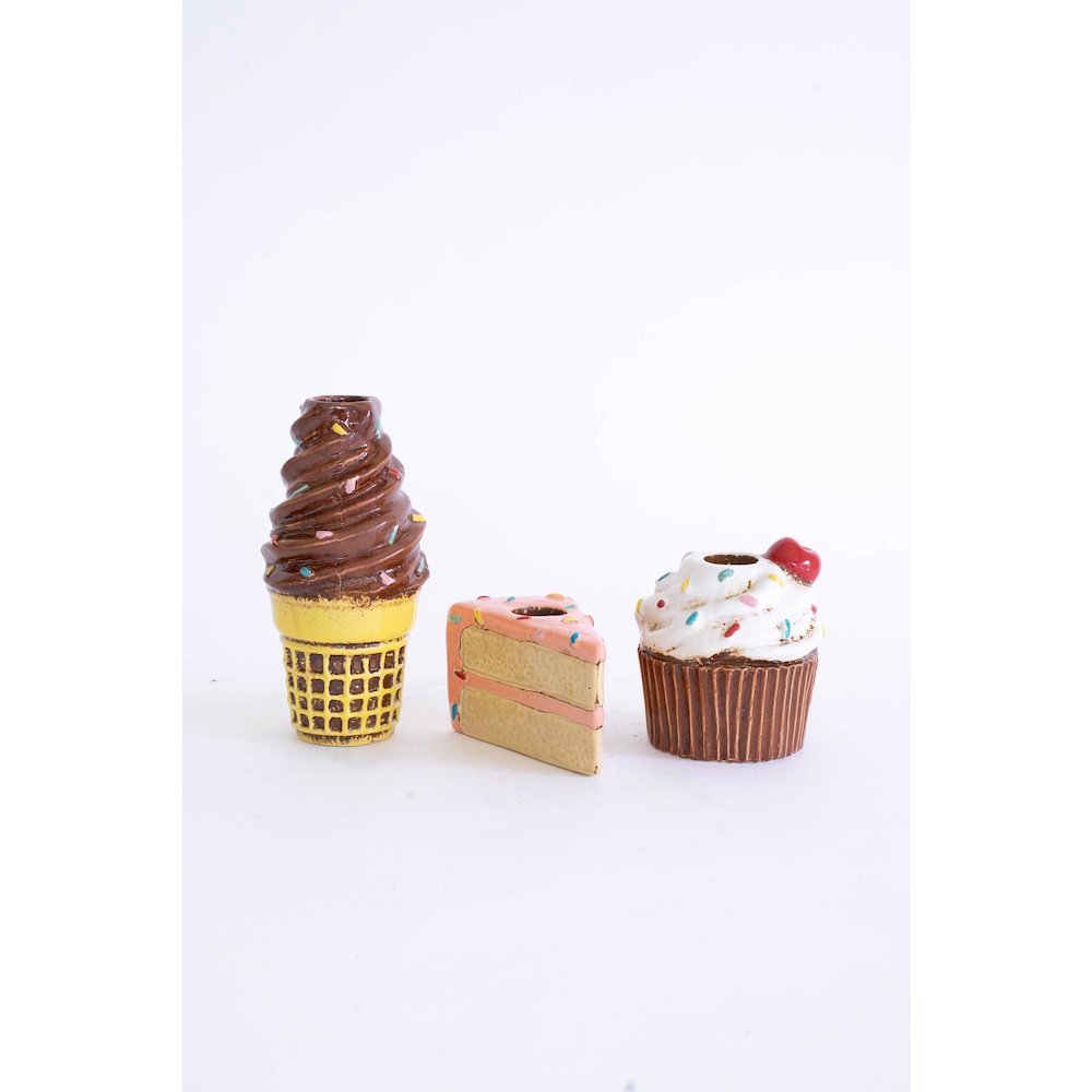 Set Of Three Dessert Ceramic Taper Holders. Picture 5