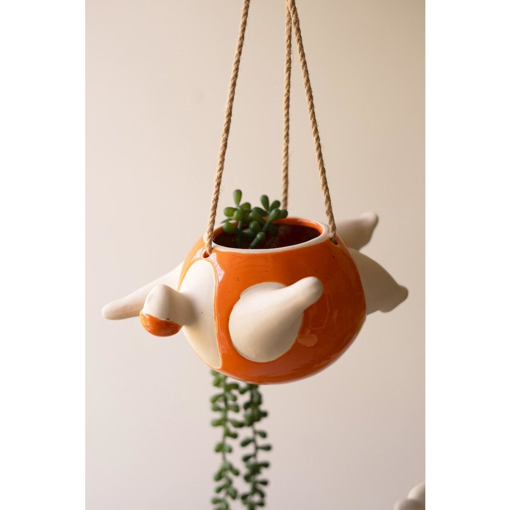 Set Of Two Hanging  Ceramic Swimmers Planters - One Each. Picture 2