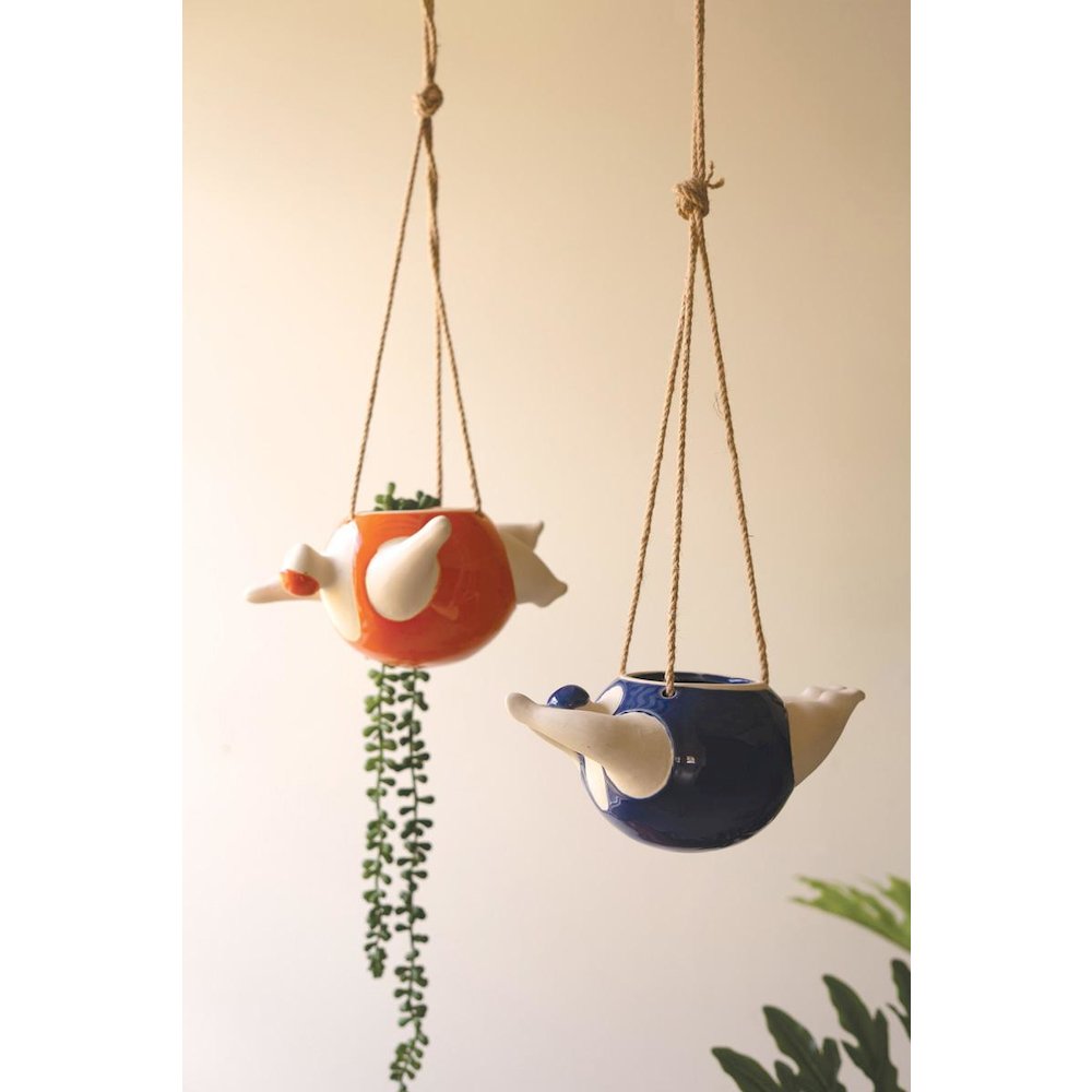 Set Of Two Hanging  Ceramic Swimmers Planters - One Each. Picture 4